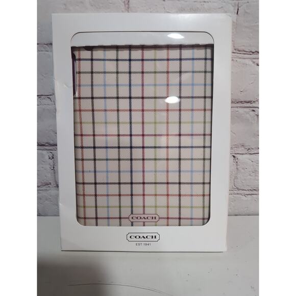 COACH F65644 Signature Plaid Mini Ipad Hard Shell Case Multicolor Tartan Plaid - Picture 1 of 9